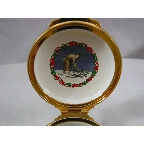 Enamel Box, Halcyon Days, Christmas 1990,  Snuff Box, Pill Box, Jewelry Trinket - Picture 5 of 7